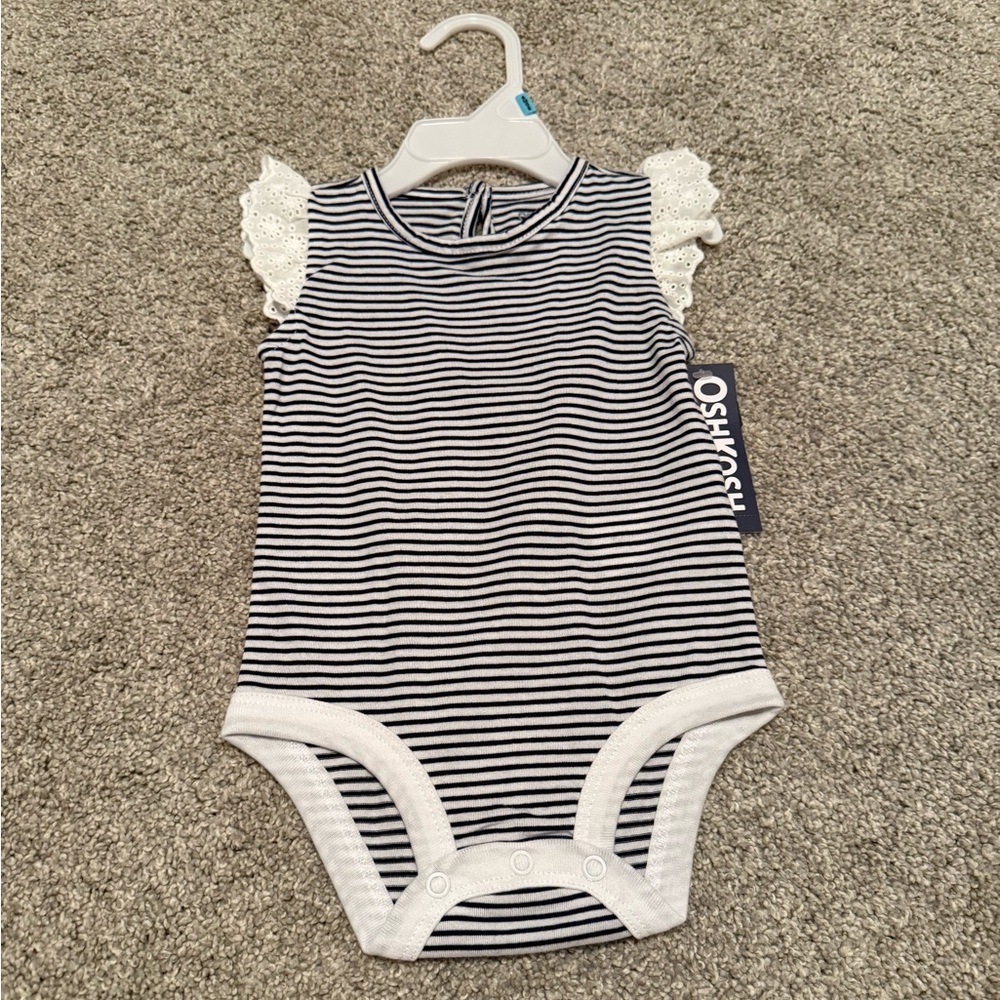 OshKosh B'gosh Navy and White Striped Bodysuit